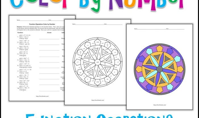 Function operations coloring activity answer key