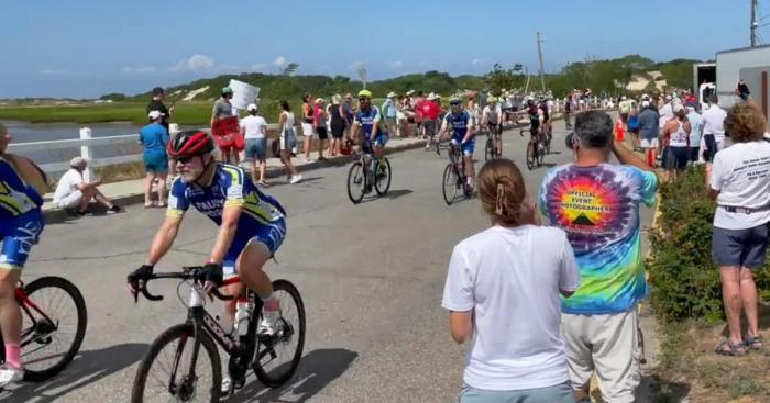 During a bike challenge riders have to collect